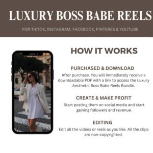 2000+ Luxury Aesthetic Boss Babe Reels Bundle, Faceless Marketing, Digital Marketing, Master Resell Rights, PLR Digital Products, MRR
