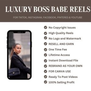2000+ Luxury Aesthetic Boss Babe Reels Bundle, Faceless Marketing, Digital Marketing, Master Resell Rights, PLR Digital Products, MRR