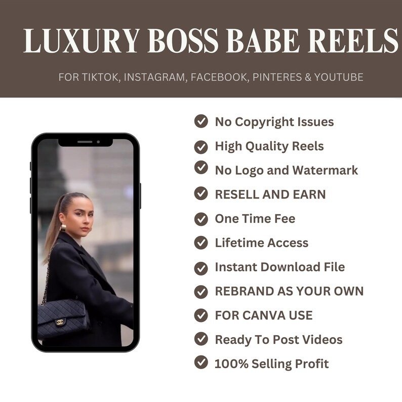 2000+ Luxury Aesthetic Boss Babe Reels Bundle, Faceless Marketing, Digital Marketing, Master Resell Rights, PLR Digital Products, MRR - Image 5