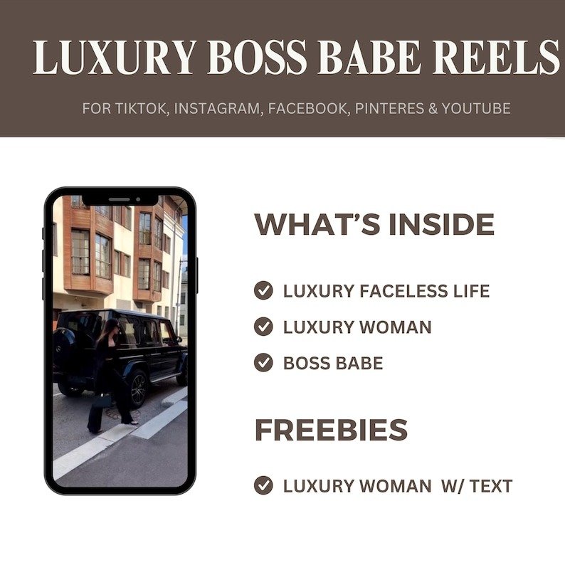 2000+ Luxury Aesthetic Boss Babe Reels Bundle, Faceless Marketing, Digital Marketing, Master Resell Rights, PLR Digital Products, MRR - Image 4